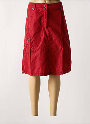 Jupe mi-longue coupe droite rouge ARELINE femme