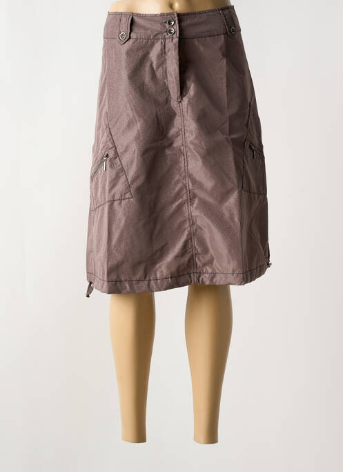 Jupe mi-longue coupe droite marron ARELINE femme