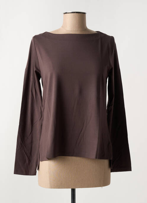 T-shirt coupe droite manches longues marron MALOKA femme