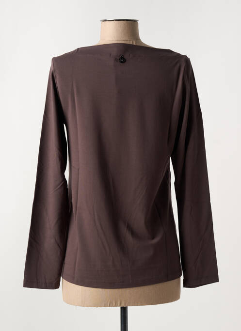 T-shirt coupe droite manches longues marron MALOKA femme