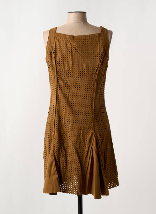 Robe courte sans manche sans manche marron ARELINE femme
