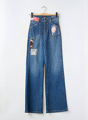 Jean coupe flare stretch taille haute bleu DESIGUAL femme