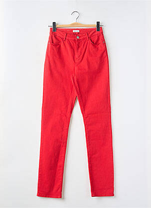 Pantalon slim tissage popeline taille haute rouge KANOPE femme