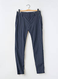 Pantalon chino fermeture zippée sous rabat avec crochet taille normale bleu REIKO femme