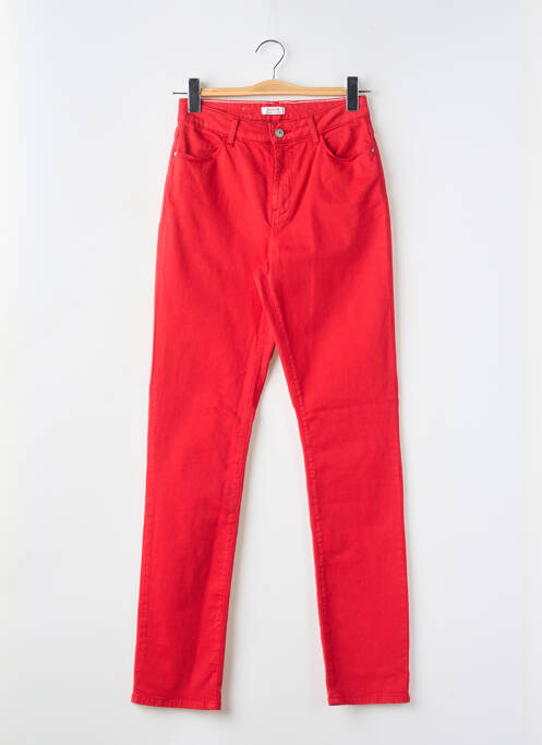 Pantalon slim tissage popeline taille haute rouge KANOPE femme