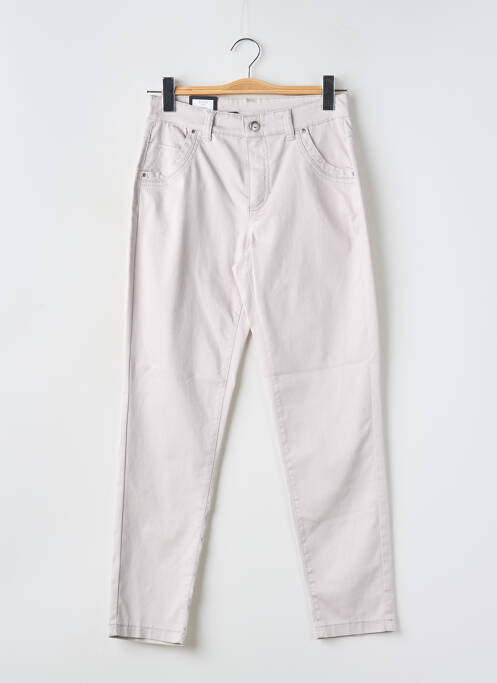 Pantalon slim tissage popeline taille normale gris ANNA MONTANA femme