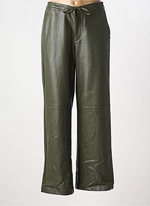 Pantalon droit fermeture zippée sous rabat avec crochet taille normale vert GARCIA femme