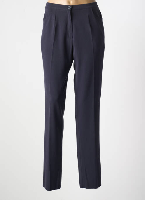 Pantalon droit tissage crêpe taille haute bleu GRIFFON femme