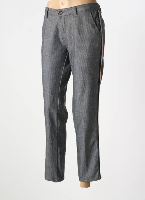 Pantalon chino broderie galons latéraux taille normale gris LE TEMPS DES CERISES femme