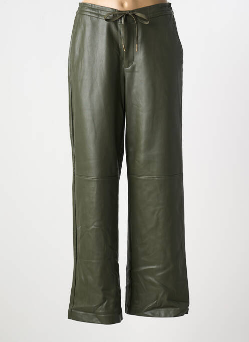 Pantalon droit fermeture zippée sous rabat avec crochet taille normale vert GARCIA femme