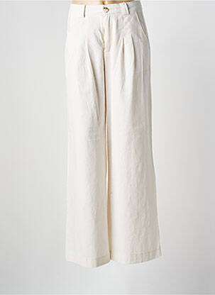 Pantalon droit fermeture zippée sous rabat boutonné taille normale beige GARCIA femme