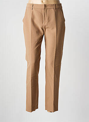 Pantalon slim tissage popeline taille normale marron SIGNE NATURE femme