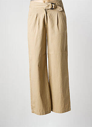 Pantalon large tissage popeline taille normale beige GARCIA femme