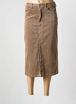 Jupe mi-longue coupe droite marron GARCIA femme