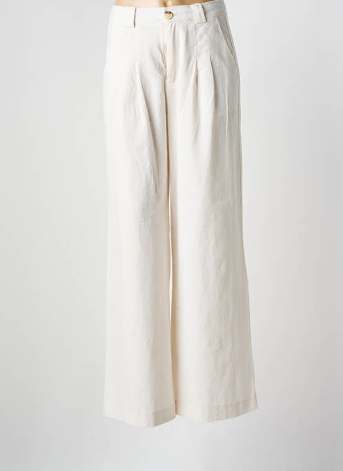 Pantalon droit fermeture zippée sous rabat boutonné taille normale beige GARCIA femme
