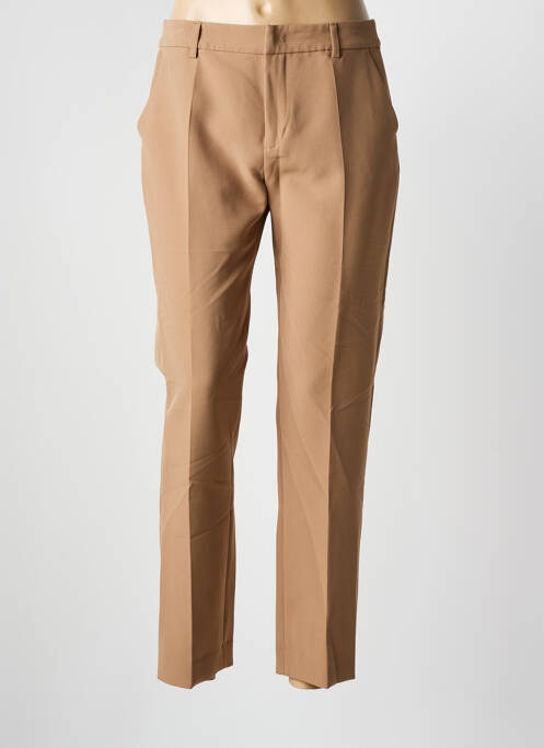 Pantalon slim tissage popeline taille normale marron SIGNE NATURE femme