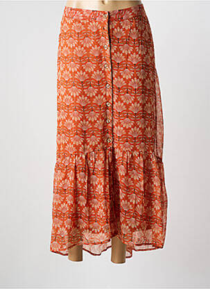 Jupe longue imprimé fantaisie orange VERO MODA femme