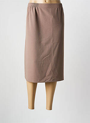 Jupe mi-longue coupe droite marron GRIFFON femme
