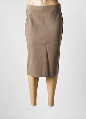 Jupe mi-longue stretch marron VIRGINIA BLU' femme