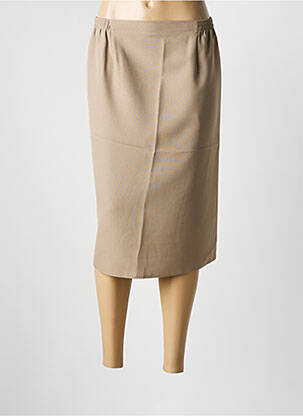 Jupe mi-longue taille haute marron PLURIELLES femme