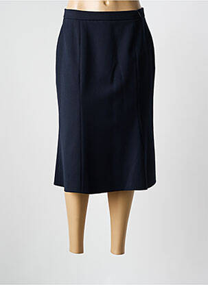 Jupe mi-longue coupe droite évasée sur le bas bleu ANNE KELLY femme