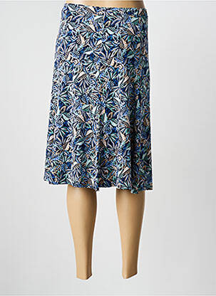 Jupe mi-longue stretch bleu GEVANA femme