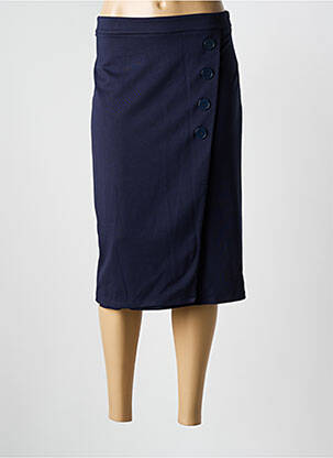 Jupe mi-longue fermeture zip latéral bleu BARBARA LEBEK femme