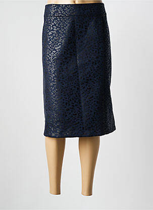 Jupe mi-longue stretch bleu GEVANA femme
