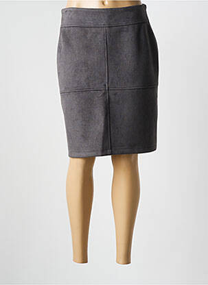 Jupe mi-longue stretch gris PLURIELLES femme