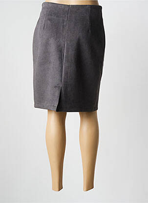 Jupe mi-longue stretch gris PLURIELLES femme