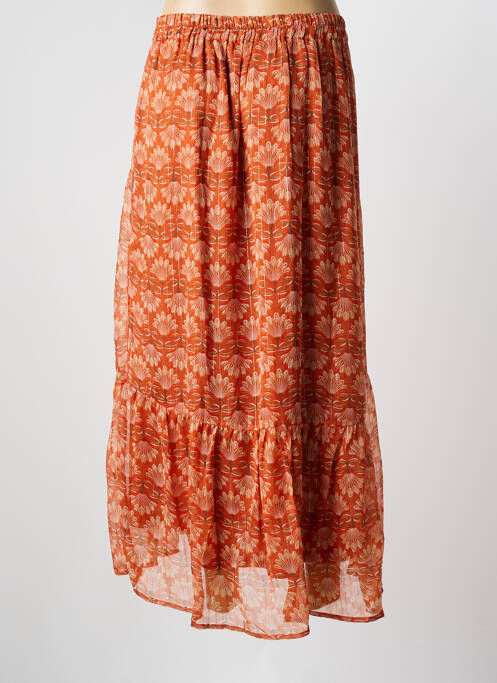 Jupe longue imprimé fantaisie orange VERO MODA femme