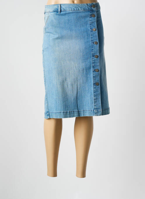 Jupe mi-longue coupe droite bleu GRIFFON femme