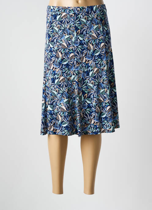 Jupe mi-longue coupe évasée bleu GEVANA femme