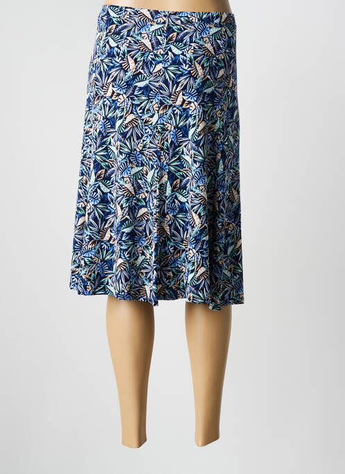 Jupe mi-longue coupe évasée bleu GEVANA femme