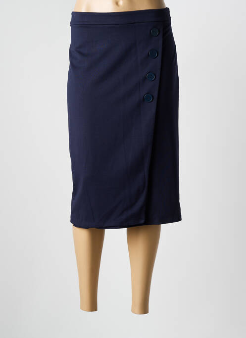 Jupe mi-longue fermeture zip latéral bleu BARBARA LEBEK femme