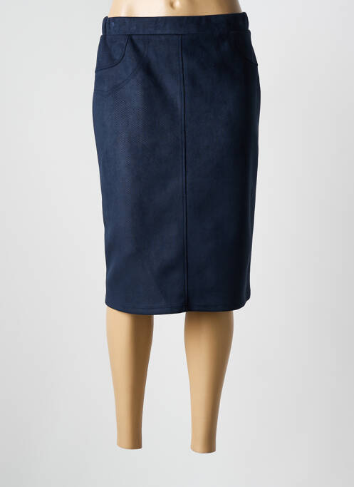 Jupe mi-longue coupe droite bleu GRIFFON femme