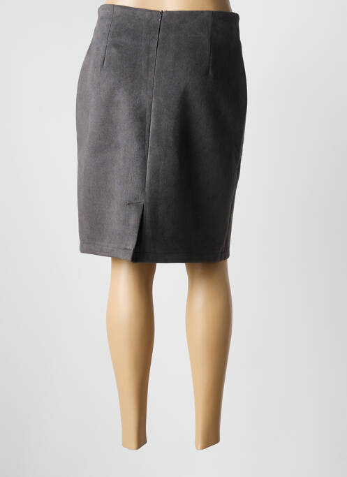 Jupe mi-longue stretch gris PLURIELLES femme