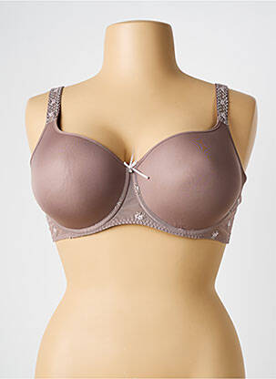 Soutien-gorge effet matière satinée haut soutien-gorge moulé marron LOUISA BRACQ femme