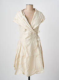 Robe mi-longue manches courtes manches courtes beige ARELINE femme