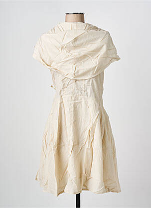 Robe mi-longue manches courtes manches courtes beige ARELINE femme
