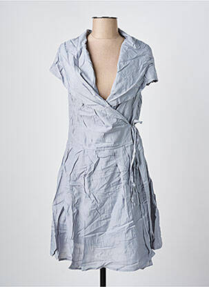 Robe mi-longue manches courtes manches courtes bleu ARELINE femme