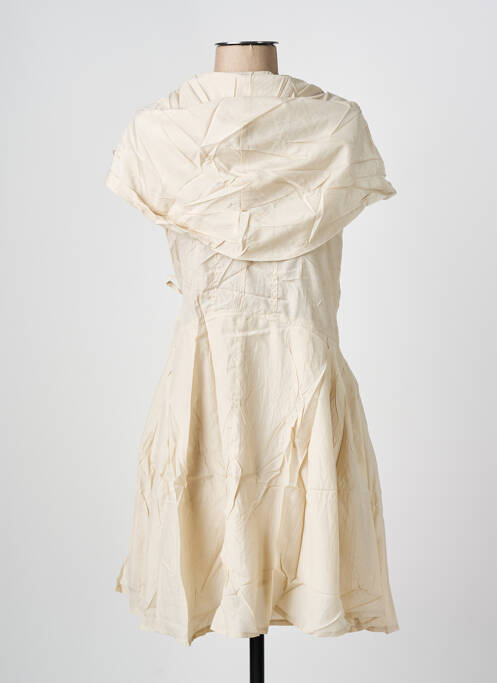 Robe mi-longue manches courtes manches courtes beige ARELINE femme