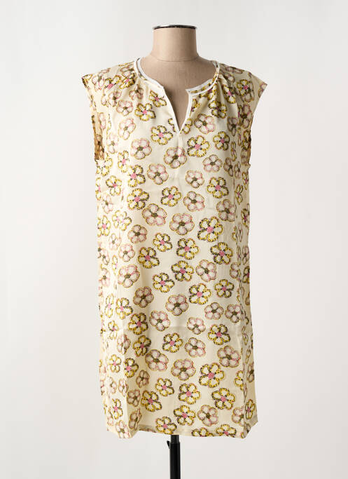 Robe courte manches courtes manches courtes beige ARELINE femme