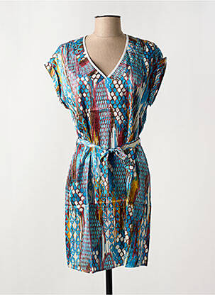 Robe courte manches courtes manches courtes bleu ARELINE femme