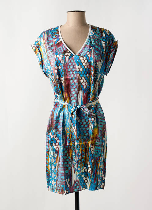Robe courte manches courtes manches courtes bleu ARELINE femme