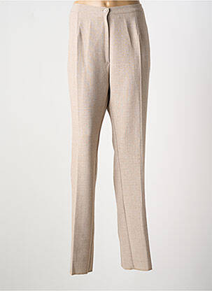 Pantalon droit tissage crêpe taille normale beige GEVANA femme