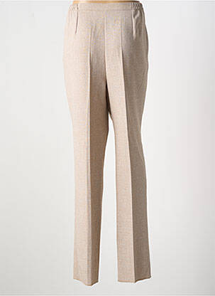 Pantalon droit tissage crêpe taille normale beige GEVANA femme