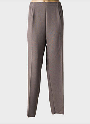 Pantalon droit tissage crêpe taille normale marron GEVANA femme