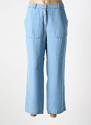 Pantalon droit tissage popeline taille normale bleu BARBARA LEBEK femme