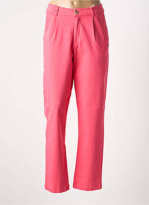 Pantalon droit fermeture zippée sous rabat boutonné taille normale rose GARCIA femme